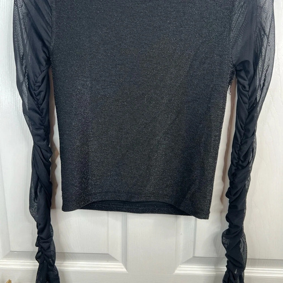 Noisy May Women's Black Glitter Mesh Long Sheer Sleeve Party Top Size XS - Picture 9 of 12